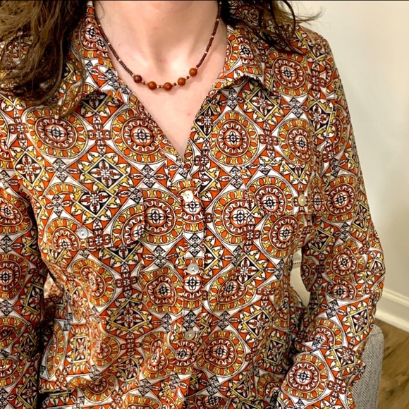 Notations Fall Color Geometric Blouse - Picture 8 of 11